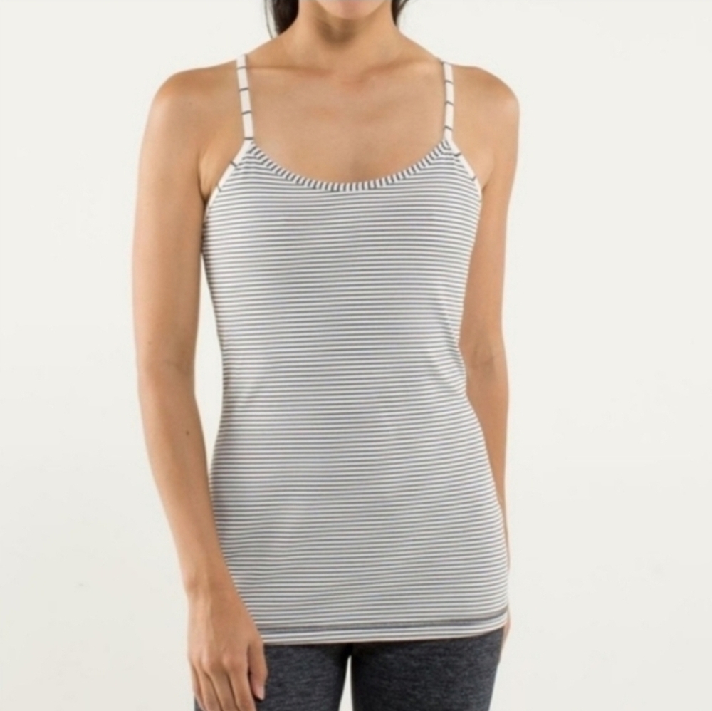 Lululemon Power Y Tank Hyper Stripe Black Ghost Women's Size 8
